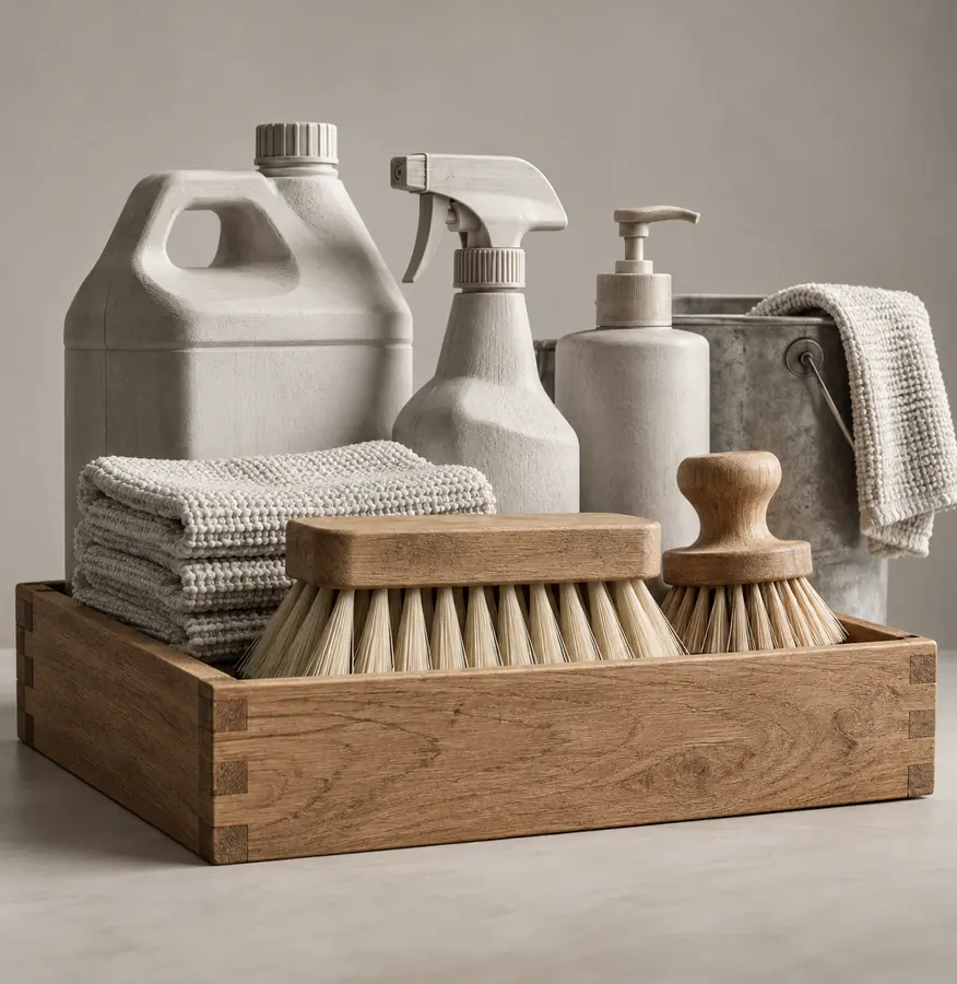 Illustration of cleaning businesses equipment and workspace